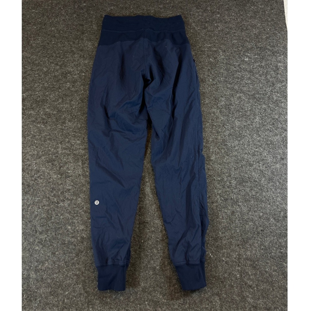Lululemon Dance Studio Jogger Navy Blue Textured Pinstripe Pants Womens Size 2